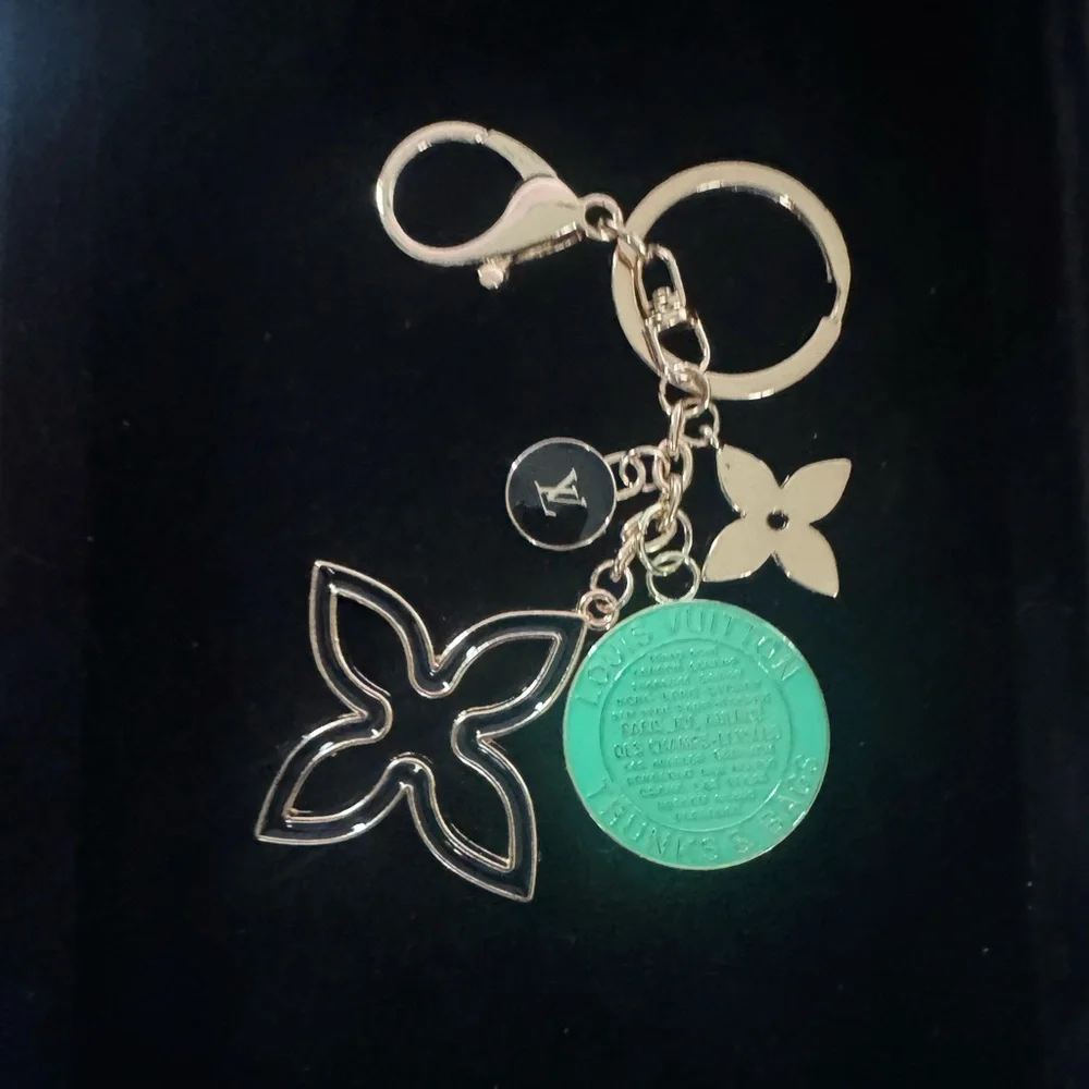Gold and‎ Mint Green Bag Charm Keychain